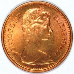 Obverse of 1971 Half New Penny